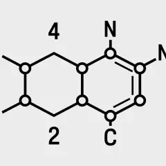 Structure chimique d'une purine, base de l'adénine, essentielle à la vie et à l'hydrolyse de l'ATP.
