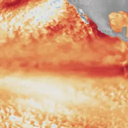 Carte des températures de l'océan Pacifique montrant un réchauffement intense, typique d'un épisode El Niño.