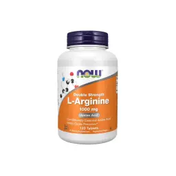 Flacon de L-Arginine 1000 mg, 120 comprimés. Cet acide aminé est un précurseur d'oxyde nitrique, explorant l'effet l'arginine.